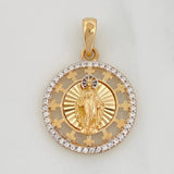 Dije Medalla Virgen Milagrosa 2.9g / 2.6cm Dos Oros Amarillo Blanco 18K