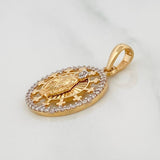 Dije Medalla Virgen Milagrosa 2.9g / 2.6cm Dos Oros Amarillo Blanco 18K