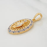Dije Medalla Virgen Milagrosa 3g / 2.8cm Dos Oros Amarillo Blanco 18K