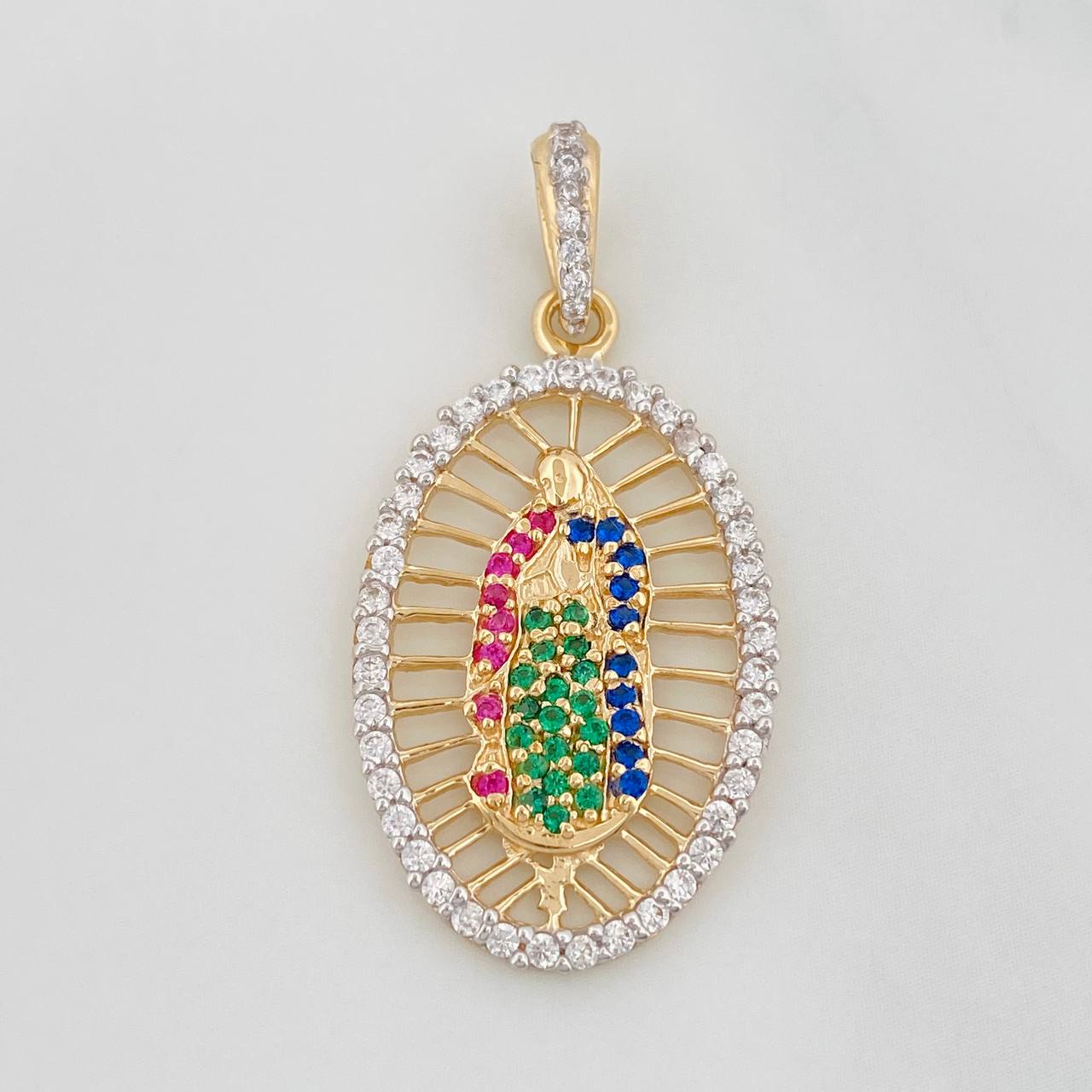 Dije Medalla Virgen Guadalupe 2.9g / 3.5cm Dos Oros Amarillo Blanco 18K