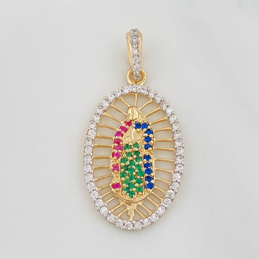 Dije Medalla Virgen Guadalupe 2.9g / 3.5cm Dos Oros Amarillo Blanco 18K