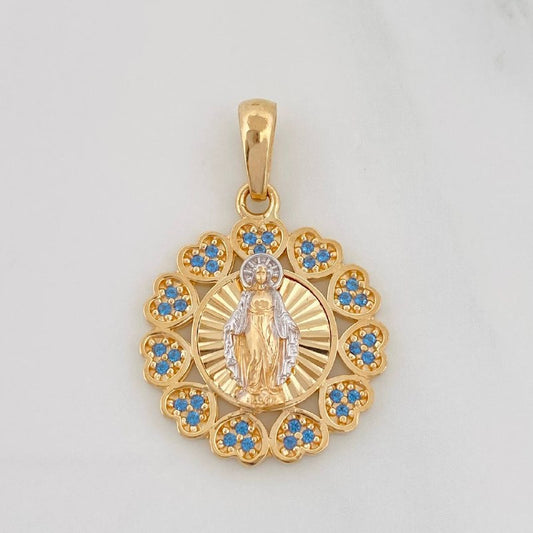 Dije Medalla Virgen Milagrosa 3.85g / 2.8cm Dos Oros Amarillo Blanco 18K