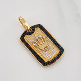 Dije Medalla Corona 7.1g / 4cm Dos Oros Negro Amarillo 18K