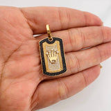 Dije Medalla Corona 7.1g / 4cm Dos Oros Negro Amarillo 18K