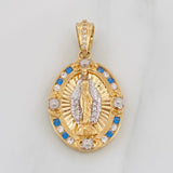 Dije Medalla Virgen Milagrosa 5.25g / 3cm Dos Oros Amarillo Blanco 18K