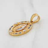Dije Medalla Virgen Milagrosa 5.25g / 3cm Dos Oros Amarillo Blanco 18K