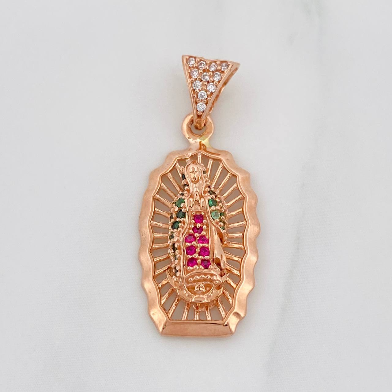 Dije Medalla Virgen Guadalupe 2.85g / 3cm Oro Rosa 18K