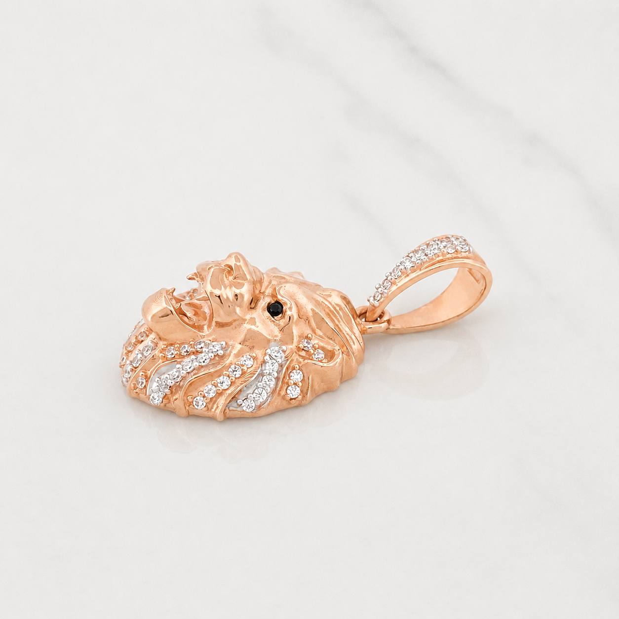 Dije Leon 5.25g / 3cm Dos Oros Blanco Rosa 18K