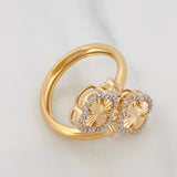 Anillo Trebol Abrazo 3.3g / T5 3/4 Dos Oros Amarillo Blanco 18K