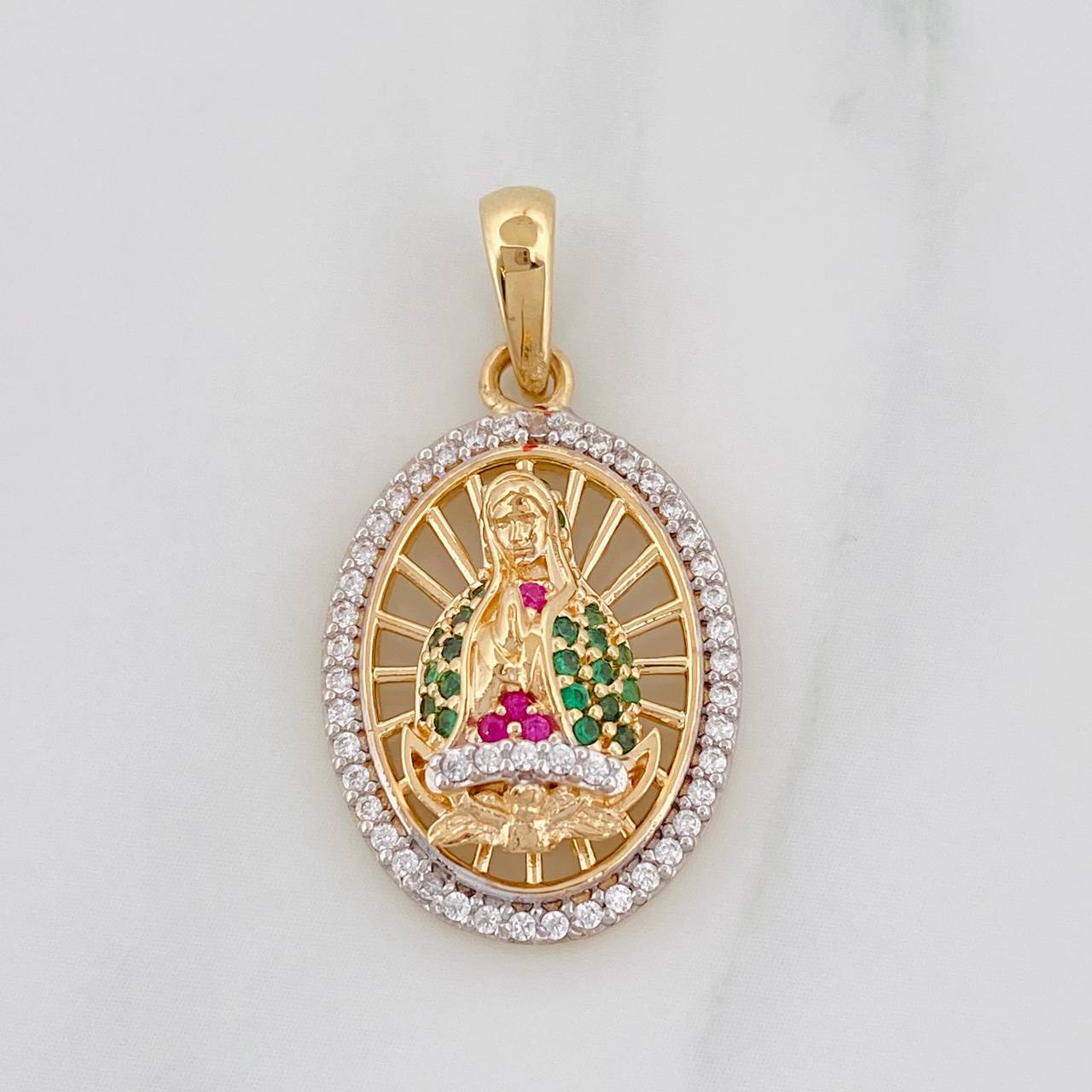 Dije Medalla Virgen Guadalupe 4g / 2.8cm Dos Oros Amarillo Blanco 18K