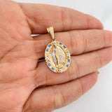 Dije Medalla Virgen Milagrosa 5.25g / 3cm Dos Oros Amarillo Blanco 18K