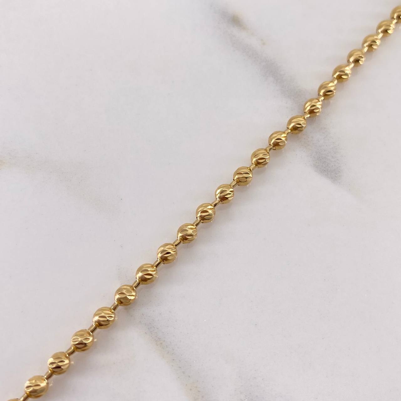 Pulso Militar 6.8gr / 20cm / 2.9mm Bolas Diamantadas Oro Amarillo 18K $