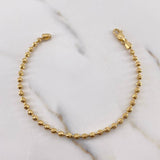 Pulso Militar 6.45gr / 19cm / 2.9mm Bolas Diamantadas Oro Amarillo 18K #
