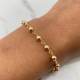 Pulso Tipo Militar 3.15gr / 19cm / 3.8mm Bolas Lisas Oro Amarillo 18K $
