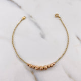 Pulso Espiga 2.45gr / 19cm / 3mm-4mm-5mm Bolas Diamantadas Dos Oros Amarillo Rosa +3 18K $