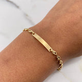Pulso Bebé GC 2.15gr / 16cm / 3.3mm Placa Rectangular Lisa Oro Amarillo 18K #