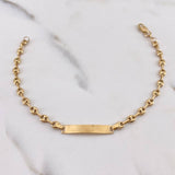 Pulso Bebé GC 2.15gr / 16cm / 3.3mm Placa Rectangular Lisa Oro Amarillo 18K #