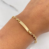 Pulso Bebé GC 2.1gr / 16cm / 3mm Placa Rectangular Pez Jesus Oro Amarillo 18K #