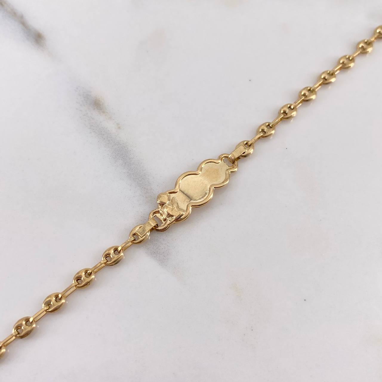 Pulso Bebé GC 2.25gr / 16cm / 3.2mm Placa Nube Angel Oro Amarillo 18K #