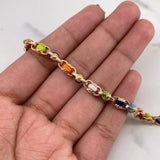 Pulso Rustico 15.25gr / 20cm / 5.1mm Cauchos Colores Oro Rosa 18K #