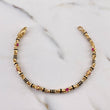 Pulso Rustico 11.6gr / 18cm / 3.5mm Circones Fucsias Cauchos Negros Oro Amarillo 18K #