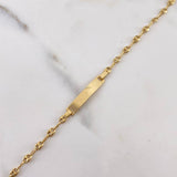 Pulso Bebé GC 2.05gr / 15cm / 2.7mm Placa Rectangular Lisa Oro Amarillo 18K #
