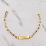 Pulso Bebé GC 2.05gr / 15cm / 2.7mm Placa Rectangular Lisa Oro Amarillo 18K #