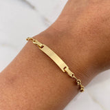 Pulso Bebé GC 2.05gr / 15cm / 2.7mm Placa Rectangular Lisa Oro Amarillo 18K #