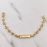 Pulso Bebé GC 2.5gr / 13cm / 4mm Placa Rectangular Bordeada Oro Amarillo 18K #