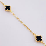 Pulso Aro Seguido Trebol Onix 2.95g / 18.5cm / 1.5mm Oro Amarillo 18K