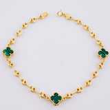 Pulso GC Trebol Malaquita 3.5g / 18cm / 3.65mm Oro Amarillo 18K