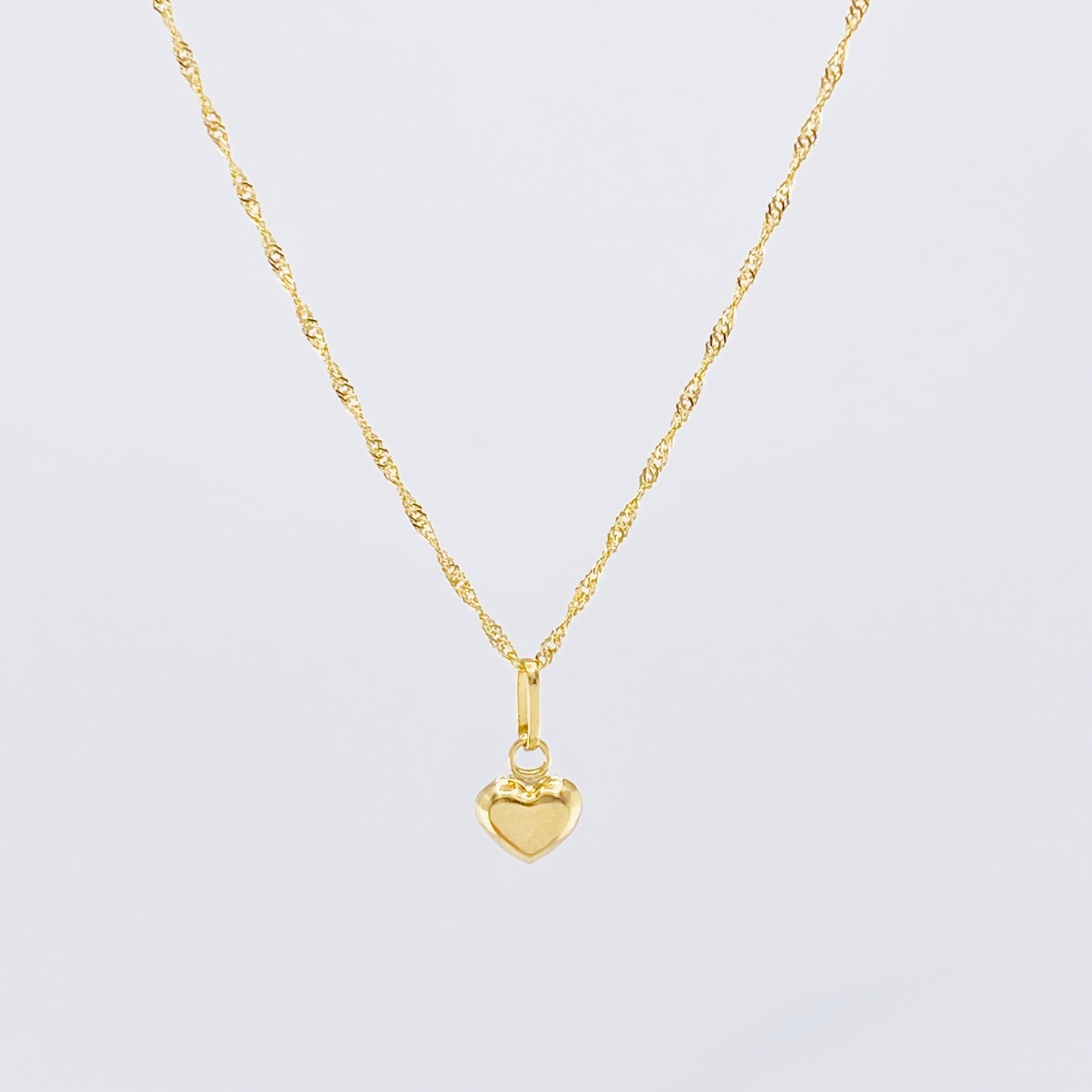 Set Cadena y Dije Singapur + Corazón 1.2gr / 45cm / Oro Amarillo 18K (Oferta)