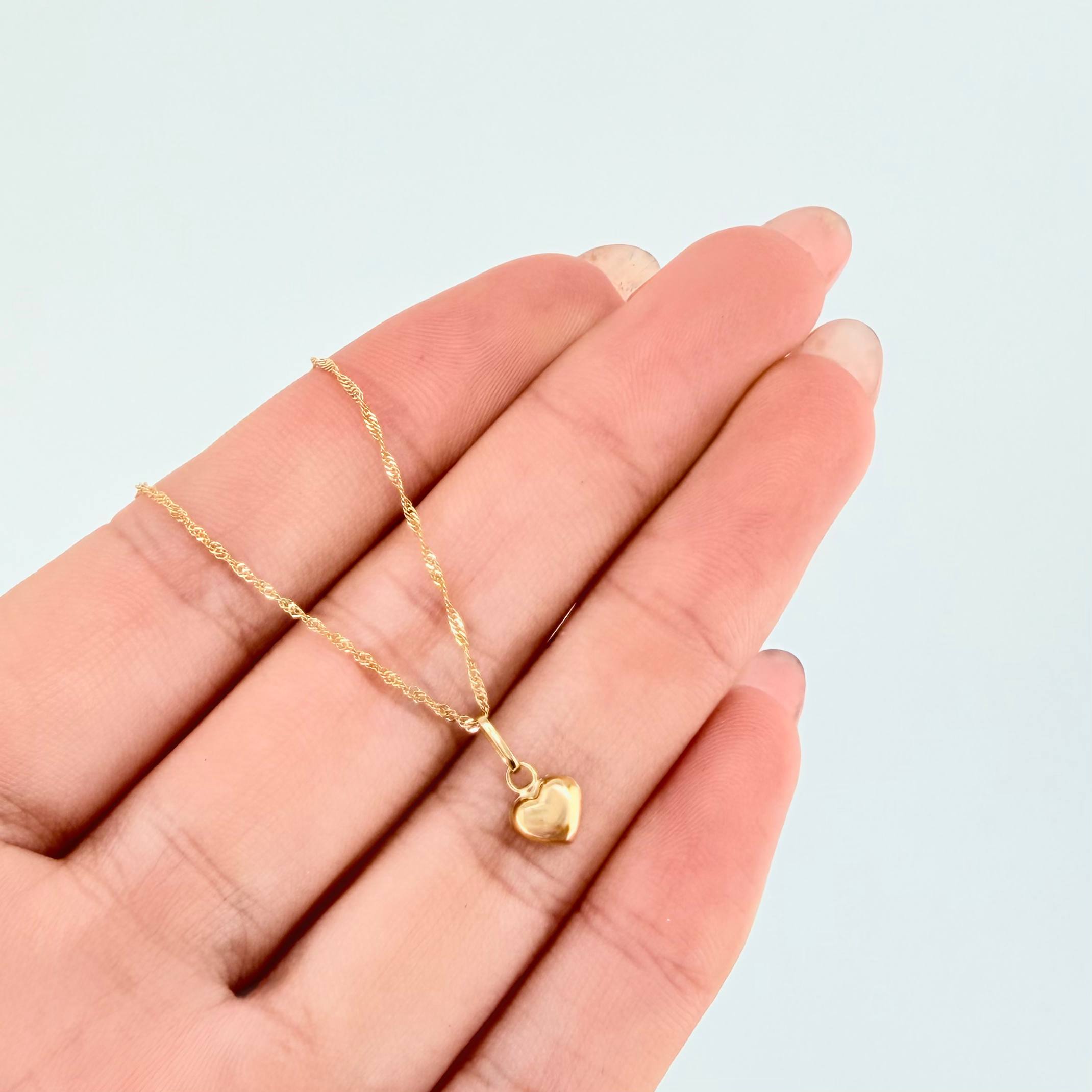 Set Cadena y Dije Singapur + Corazón 1.35gr / 50cm / Oro Amarillo 18K (Oferta) ©