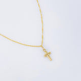 Set Cadena y Dije Singapur + Cruz 1.3gr / 50cm / Oro Amarillo 18K (Oferta) ©