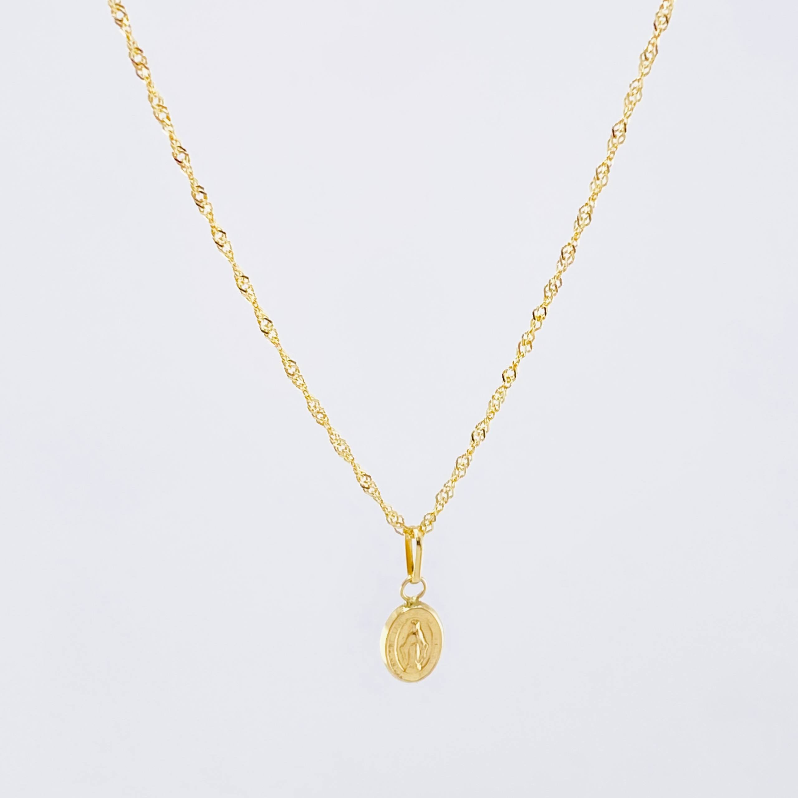 Set Cadena y Dije Veneciana + Virgen 1.4gr / 50cm / Oro Amarillo 18K (Oferta) ©