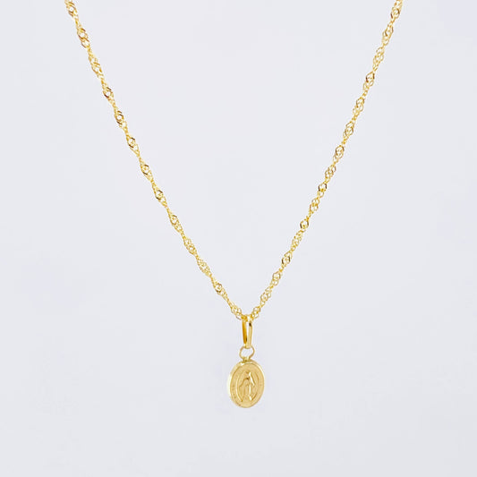 Set Cadena y Dije Veneciana + Virgen 1.75gr / 50cm / Oro Amarillo 18K (Oferta) ©