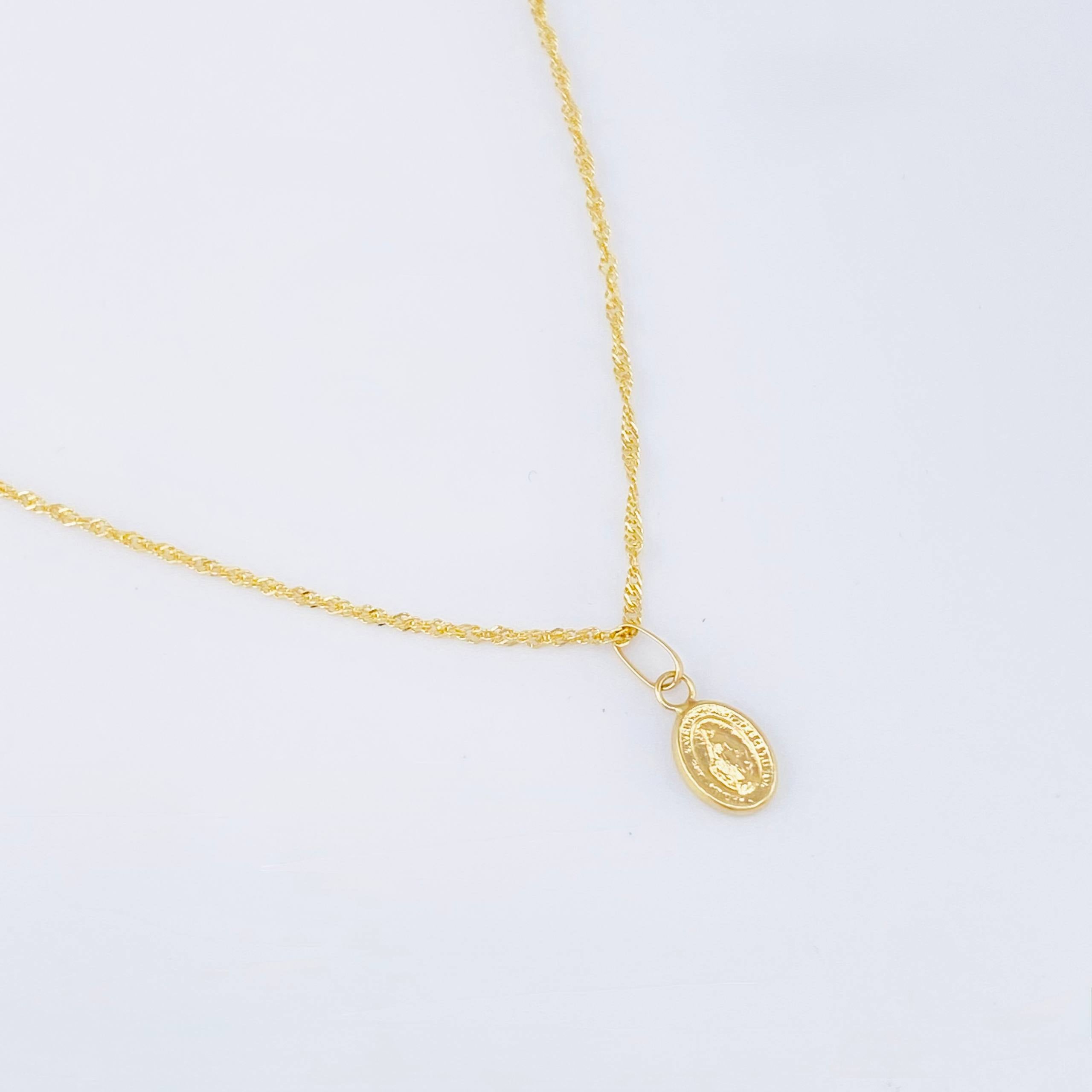 Set Cadena y Dije Veneciana + Virgen 1.4gr / 50cm / Oro Amarillo 18K (Oferta) ©