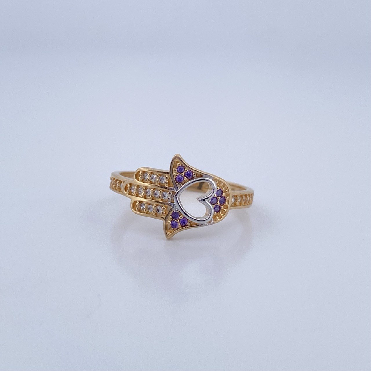 Anillo Mano Hamsa Corazon 2.4gr / T7 1/4 / Oro 18K &