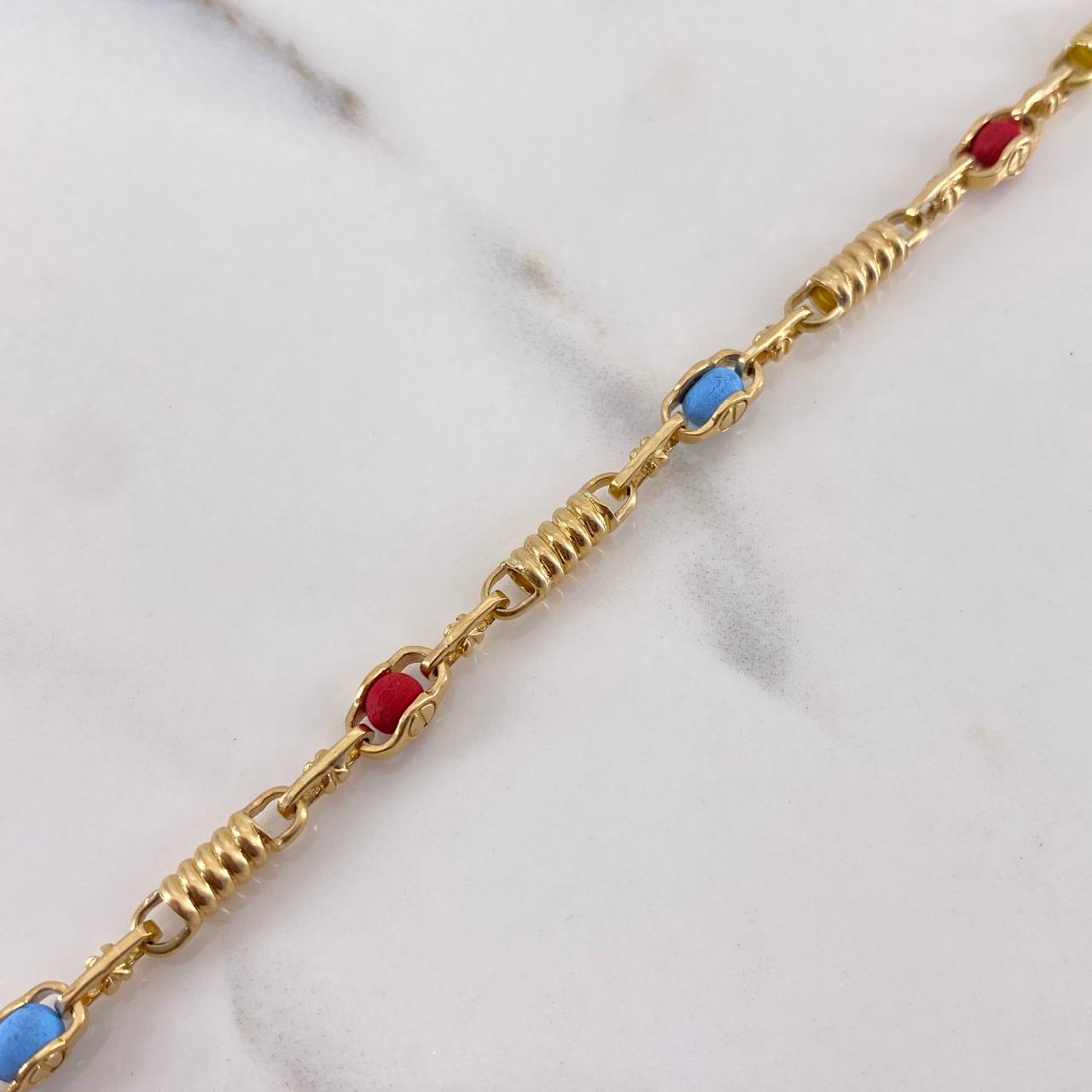 Pulso Rustico Tornillo 11.2gr / 20cm / 4.3mm Cauchos Rojos Azules Oro Amarillo 18K #