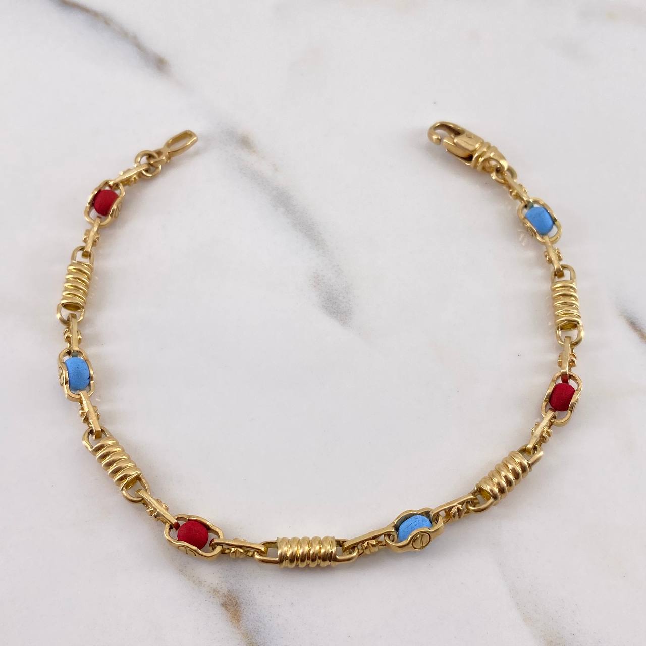 Pulso Rustico Tornillo 11.2gr / 20cm / 4.3mm Cauchos Rojos Azules Oro Amarillo 18K #