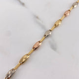 Pulso Rustico Eslabon 5gr / 21cm / 4.4mm Diamantado Tres Oros 18K #