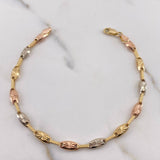Pulso Rustico Eslabon 5gr / 21cm / 4.4mm Diamantado Tres Oros 18K #