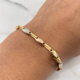 Pulso Rustico Eslabon 5gr / 21cm / 4.4mm Diamantado Tres Oros 18K #