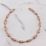 Pulso Rustico Eslabon 4.65gr / 21cm / 4.4mm Diamantado Oro Rosa 18K #
