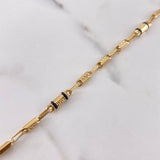 Pulso Barril Tribal 4.2gr / 21cm / 3.6mm Cauchos Negros Oro Amarillo 18K #