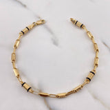 Pulso Barril Tribal 4.2gr / 21cm / 3.6mm Cauchos Negros Oro Amarillo 18K #