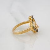 Anillo Trebol 3.75g / T6 1/2 Dos Oros Negro Amarillo 18K