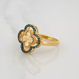 Anillo Trebol 3.75g / T6 1/2 Dos Oros Negro Amarillo 18K