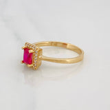 Anillo Halo Cuadrado 2.8g / T7 1/2 Oro Amarillo 18K