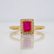Anillo Halo Cuadrado 2.8g / T7 1/2 Oro Amarillo 18K